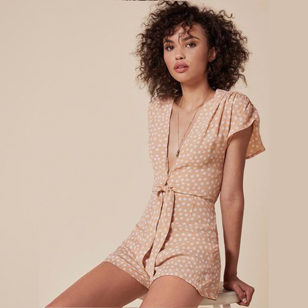 Reformation Holly Jumpsuit in Dandelion Tan Size 4